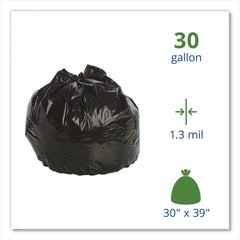 Stout by Envision 30 in. x 39 in. 1.3 mil. 30 Gallon Total Recycled Content Plastic Trash Bags - Brown/ Black (100/Carton)