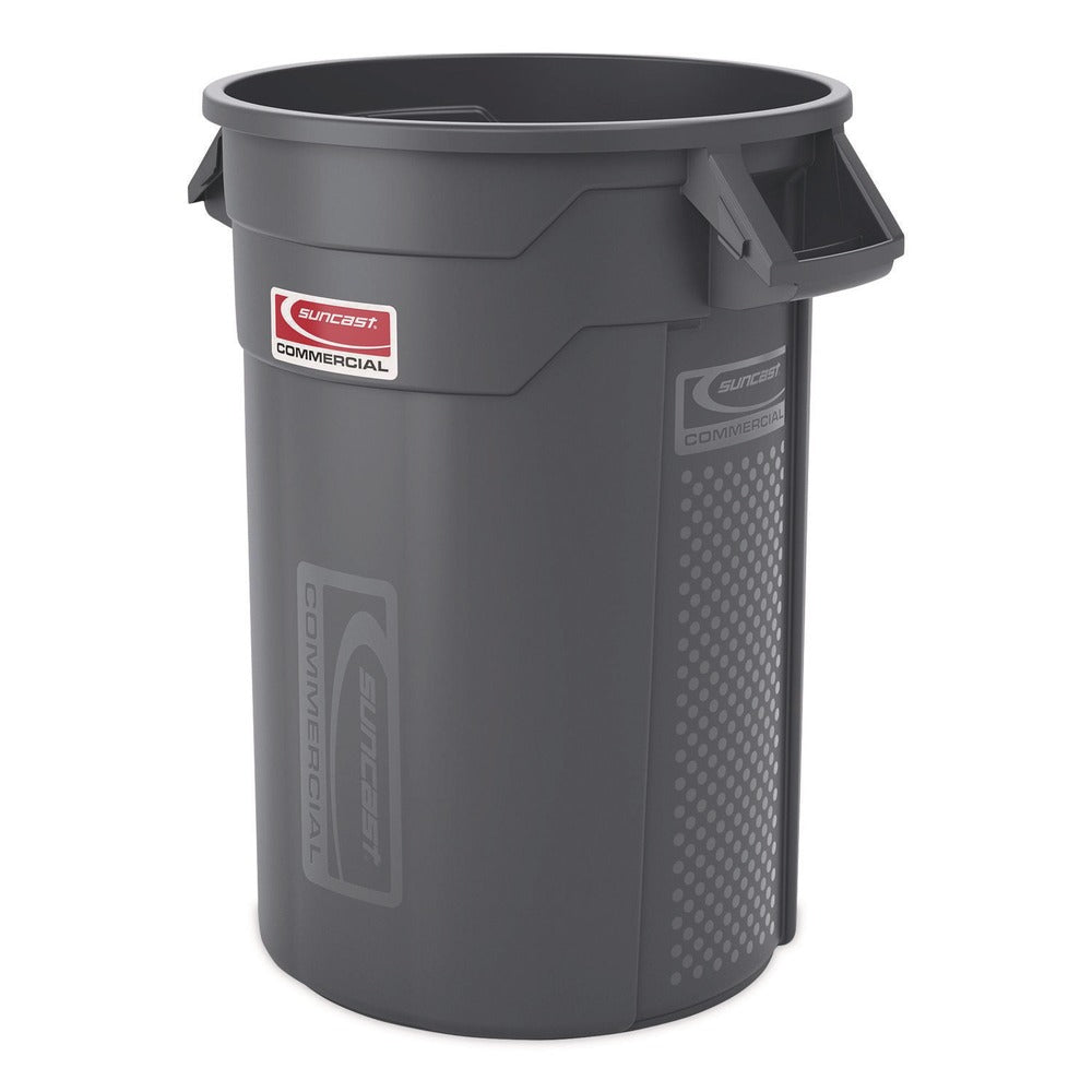 Suncast Commercial Injection Molded Utility Trash Can, 32 gal, Plastic/Resin, Gray