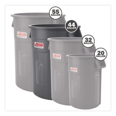 Suncast Commercial Injection Molded Utility Trash Can, 44 gal, Plastic/Resin, Gray
