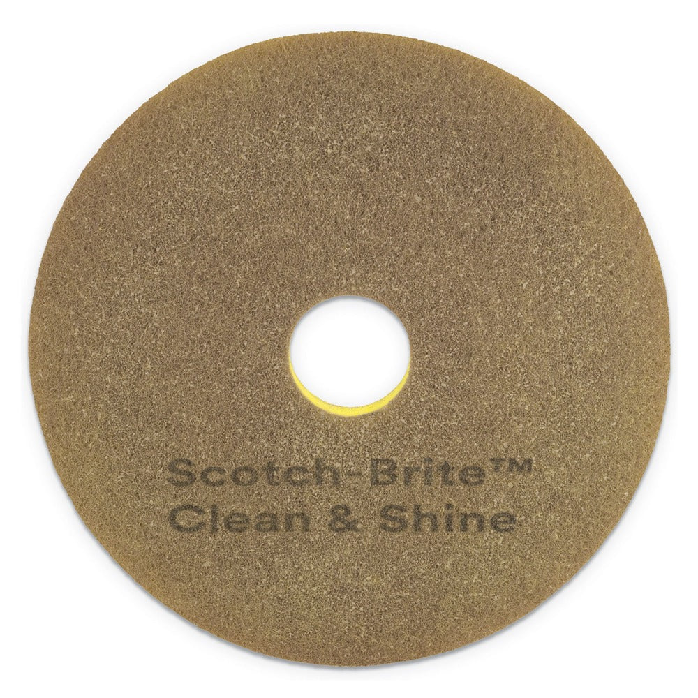 Scotch-Brite Clean and Shine 20 in. Diameter Pad - Brown/Yellow (5/Carton)