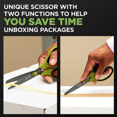 Scotch 8 in. Long 2.7 in. Cut Length Non-Stick Unboxing Scissors - Straight Green/Black Handle