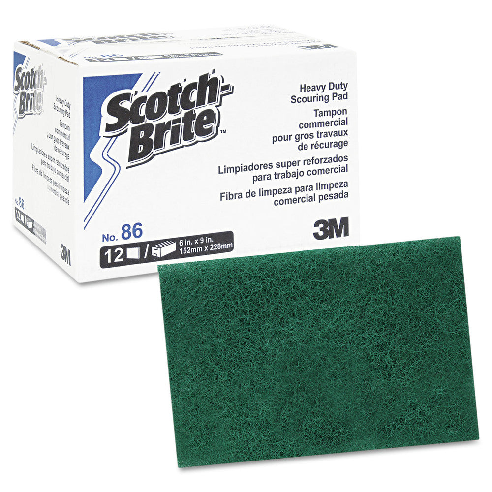 Scotch-Brite PROFESSIONAL 86 6 x 9 Heavy-Duty Scouring Pad - Green (1-Dozen)
