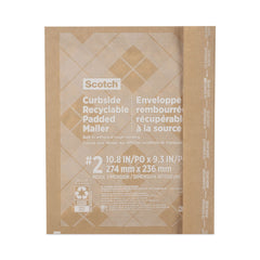 Scotch #2 Bubble Cushion Self-Adhesive Closure 11.25 in. x 12 in. Curbside Recyclable Padded Mailer - Natural Kraft (100/Carton)