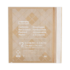 Scotch #2 Bubble Cushion Self-Adhesive Closure 11.25 in. x 12 in. Curbside Recyclable Padded Mailer - Natural Kraft (100/Carton)