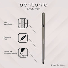 TOPS Medium 1 mm PENTONIC Stick Ballpoint Pen - Assorted Ink Colors/Charcoal Gray Barrel (25/Pack)