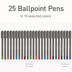 TOPS Medium 1 mm PENTONIC Stick Ballpoint Pen - Assorted Ink Colors/Charcoal Gray Barrel (25/Pack)