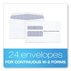 Adams 5.63in. x 9in. Gummed Closure Commercial Flap W-2 Laser Double Window Envelope - White (24/Pack)