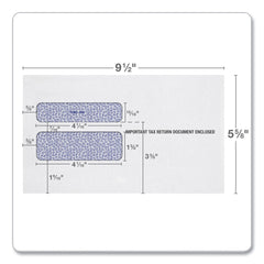 Adams 5.63in. x 9in. Gummed Closure Commercial Flap W-2 Laser Double Window Envelope - White (24/Pack)