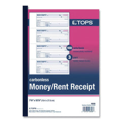 TOPS 100 Forms Total Account plus Payment Sections Three-Part Carbonless 7.13 in. x 2.75 in. Money and Rent Receipt Book