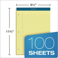 TOPS 8.5 x 11.75 Double Docket Ruled Pads with Extra Sturdy Back - Canary-Yellow (100-Sheets/Pad)