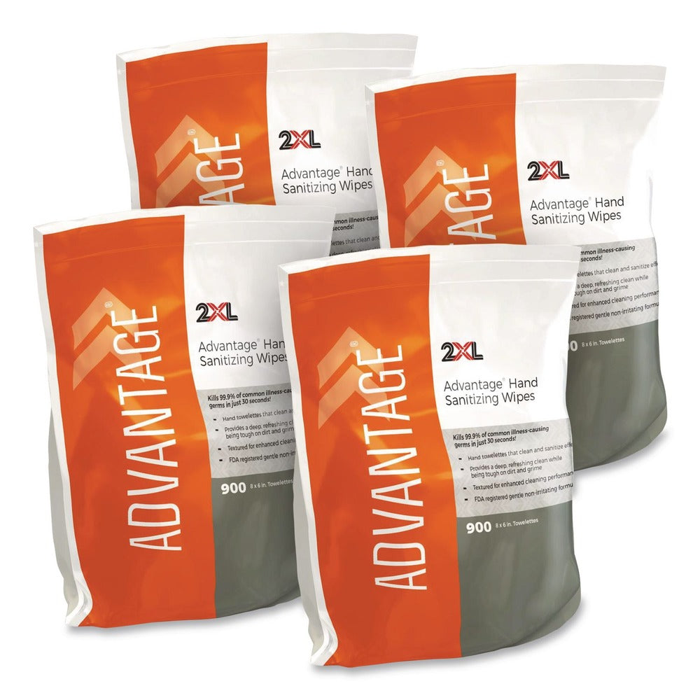 2XL TXL L36 Advantage 6 in. x 8 in. 1-Ply Gym Wipes - Unscented White (4/Carton)