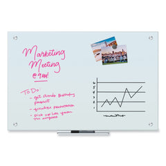 U Brands 35 x 23 Glass Dry Erase Board - White Surface