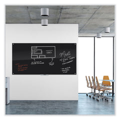 U Brands 96 x 47 Glass Dry Erase Board - Black Surface