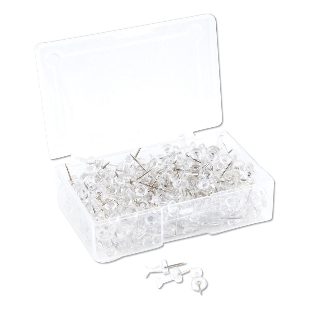 U Brands 0.44 in. Standard Push Pins - Clear Head/Silver Pin (200/Pack)