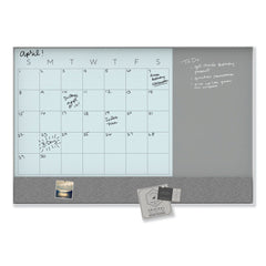 U Brands 3N1 48 x 36 Magnetic Glass Dry Erase Combo Board - Gray/White Surface/White Frame