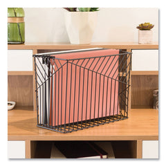 U Brands Vena 6.85 in. Long Hanging File Basket - Black/Letter Size