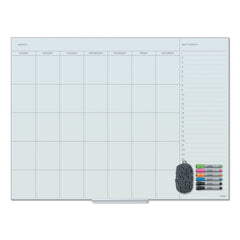 U Brands 47 x 35 Floating Glass Dry Erase Undated One Month Calendar - White