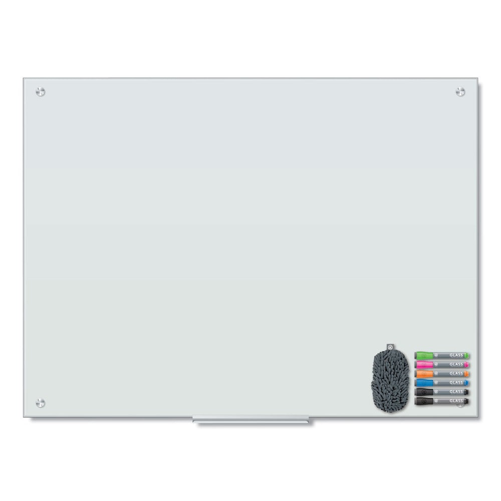 U Brands 47 in. x 35 in. Magnetic Glass Dry Erase Board Value Pack - Frosted White