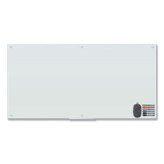 U Brands 70 in. x 35 in. Magnetic Glass Dry Erase Board Value Pack - Frosted White