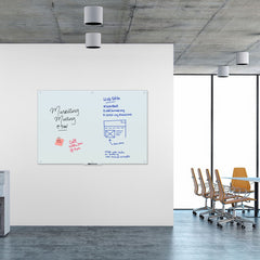 U Brands 70 in. x 47 in. Magnetic Glass Dry Erase Board Value Pack - Frosted White