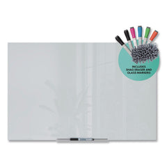 U Brands 35 x 23 Floating Glass Dry Erase Board - White
