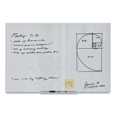 U Brands 35 x 23 Floating Glass Dry Erase Board - White