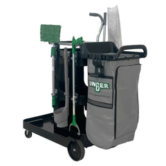 Unger UNGCRTZN ZoneCleanRx 23.5 in. x 25 in. x 25 in. 3 Shelves Plastic Janitorial Carts - Black