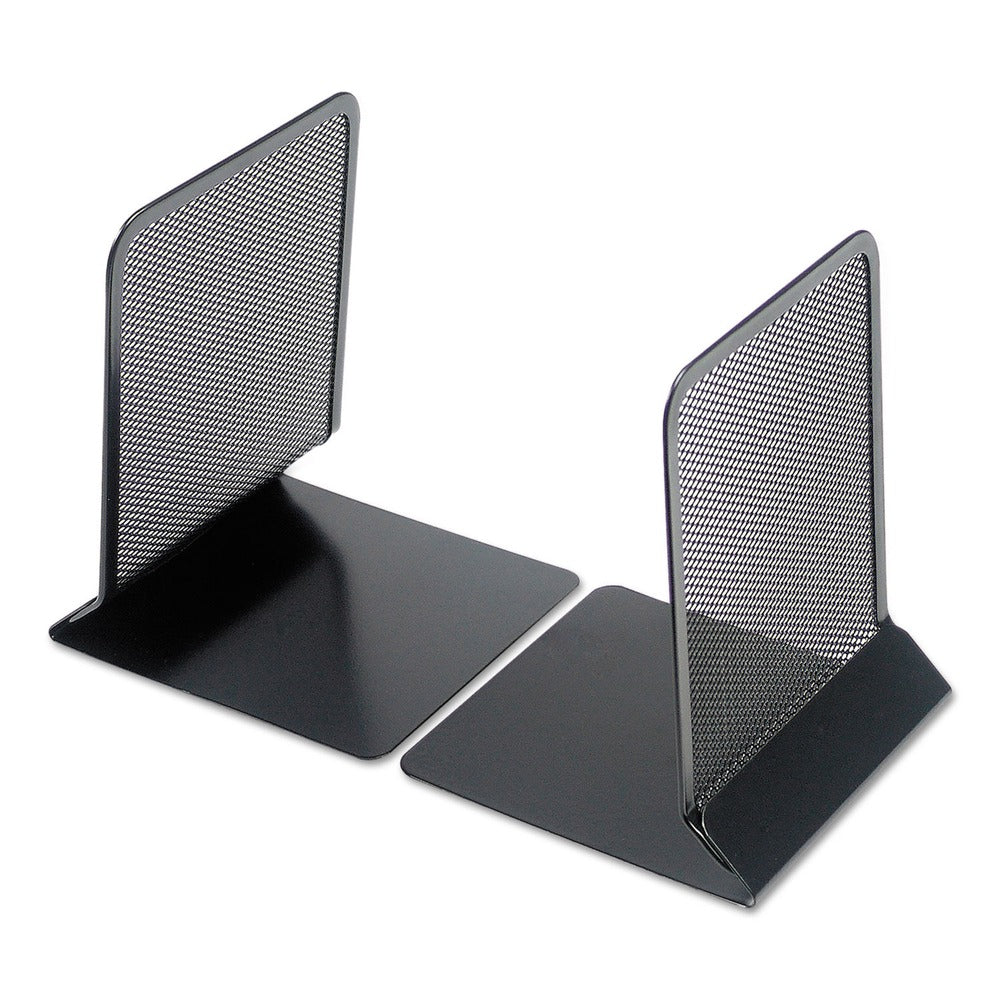 Universal 5.38 in. x 5.38 in. x 6.75 in. Nonskid Metal Mesh Bookends - Black (1-Pair)