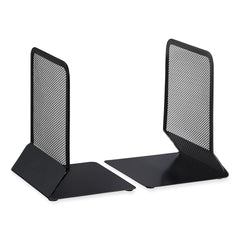 Universal 5.38 in. x 5.38 in. x 6.75 in. Nonskid Metal Mesh Bookends - Black (1-Pair)