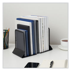 Universal 5.38 in. x 5.38 in. x 6.75 in. Nonskid Metal Mesh Bookends - Black (1-Pair)