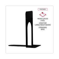 Universal 5.78 in. x 8.25 in. x 9 in. Heavy Gauge Steel Standard Economy Bookends - Black (1 Pair)