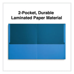 Universal 11 in. x 8.5 in. Embossed Leather Grain Paper 2-Pocket Portfolio - Light Blue (25/Box)