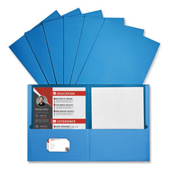 Universal 11 in. x 8.5 in. Embossed Leather Grain Paper 2-Pocket Portfolio - Light Blue (25/Box)
