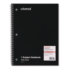 Universal 10.5 in. x 8 in. 1-Subject Wide/Legal Rule Wirebound Notebook - Black Cover