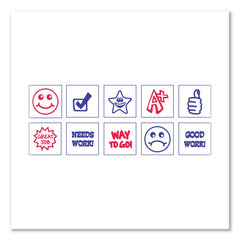 Trodat Printy 10-in-1 0.63 in. Diameter Self-Inking Teacher Stamp - Blue/Red