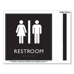 Headline Sign 8 in. x 8 in. Unisex Restroom Plastic ADA Sign - Clear/White
