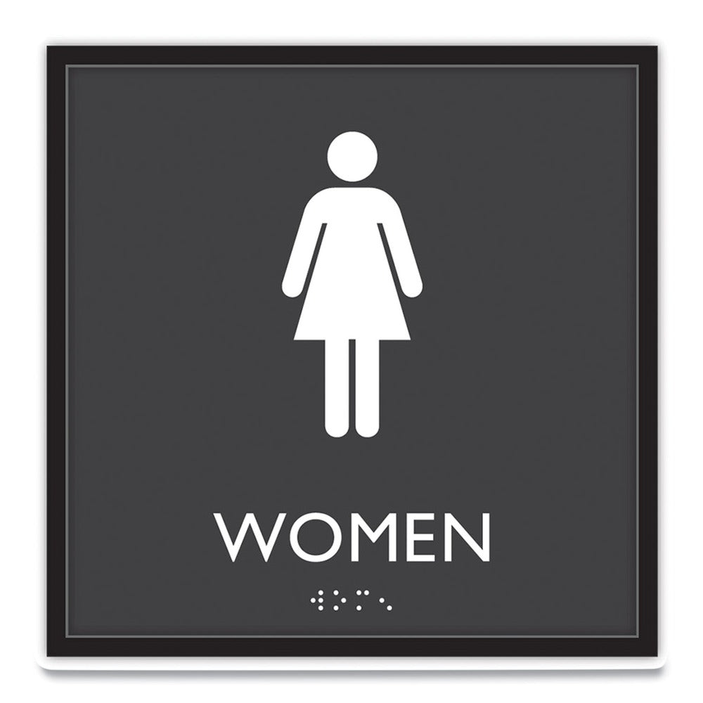 Headline Sign 8 in. x 8 in. Women Plastic ADA Sign - Clear/White