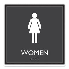 Headline Sign 8 in. x 8 in. Women Plastic ADA Sign - Clear/White