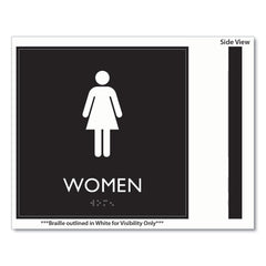 Headline Sign 8 in. x 8 in. Women Plastic ADA Sign - Clear/White
