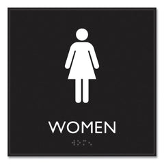 Headline Sign 8 in. x 8 in. Women Plastic ADA Sign - Clear/White