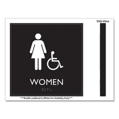 Headline Sign 8 in. x 8 in. Women Accessible Plastic ADA Sign - Clear/White