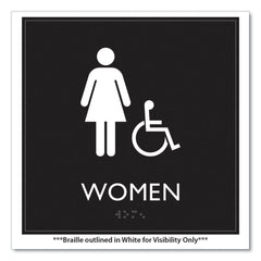 Headline Sign 8 in. x 8 in. Women Accessible Plastic ADA Sign - Clear/White
