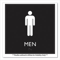 Headline Sign 8 in. x 8 in. Men Plastic ADA Sign - Clear/White
