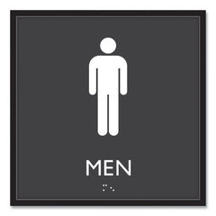Headline Sign 8 in. x 8 in. Men Plastic ADA Sign - Clear/White