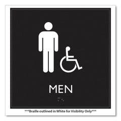 Headline Sign 8 in. x 8 in. Men Accessible Plastic ADA Sign - Clear/White