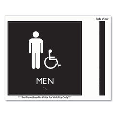 Headline Sign 8 in. x 8 in. Men Accessible Plastic ADA Sign - Clear/White
