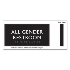 Headline Sign 4 in. x 8 in. All Gender Restroom Plastic ADA Sign - Clear/White