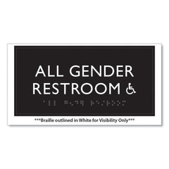 Headline Sign 4 in. x 8 in. All Gender Restroom Accessible Plastic ADA Sign - Clear/White