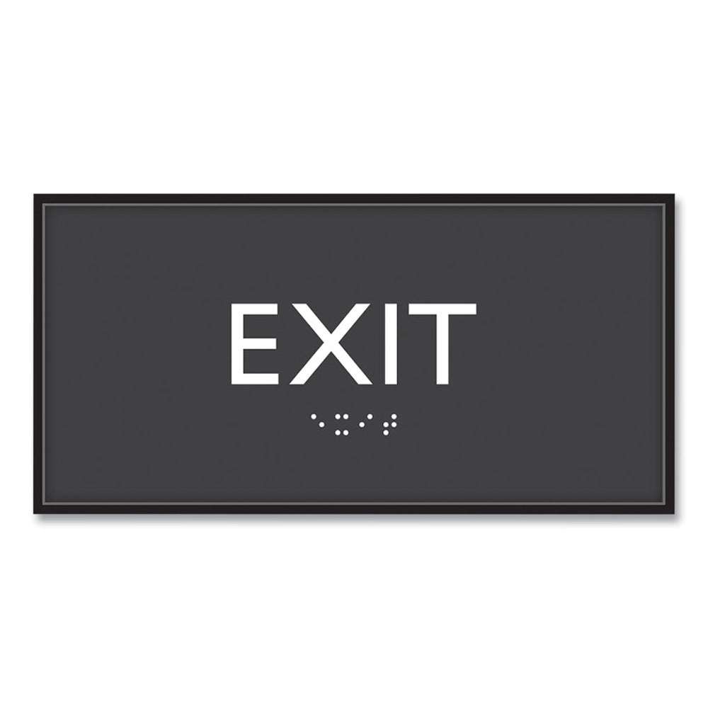 Headline Sign 4 in. x 8 in. Exit Plastic ADA Sign - Clear/White