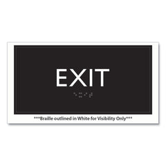 Headline Sign 4 in. x 8 in. Exit Plastic ADA Sign - Clear/White